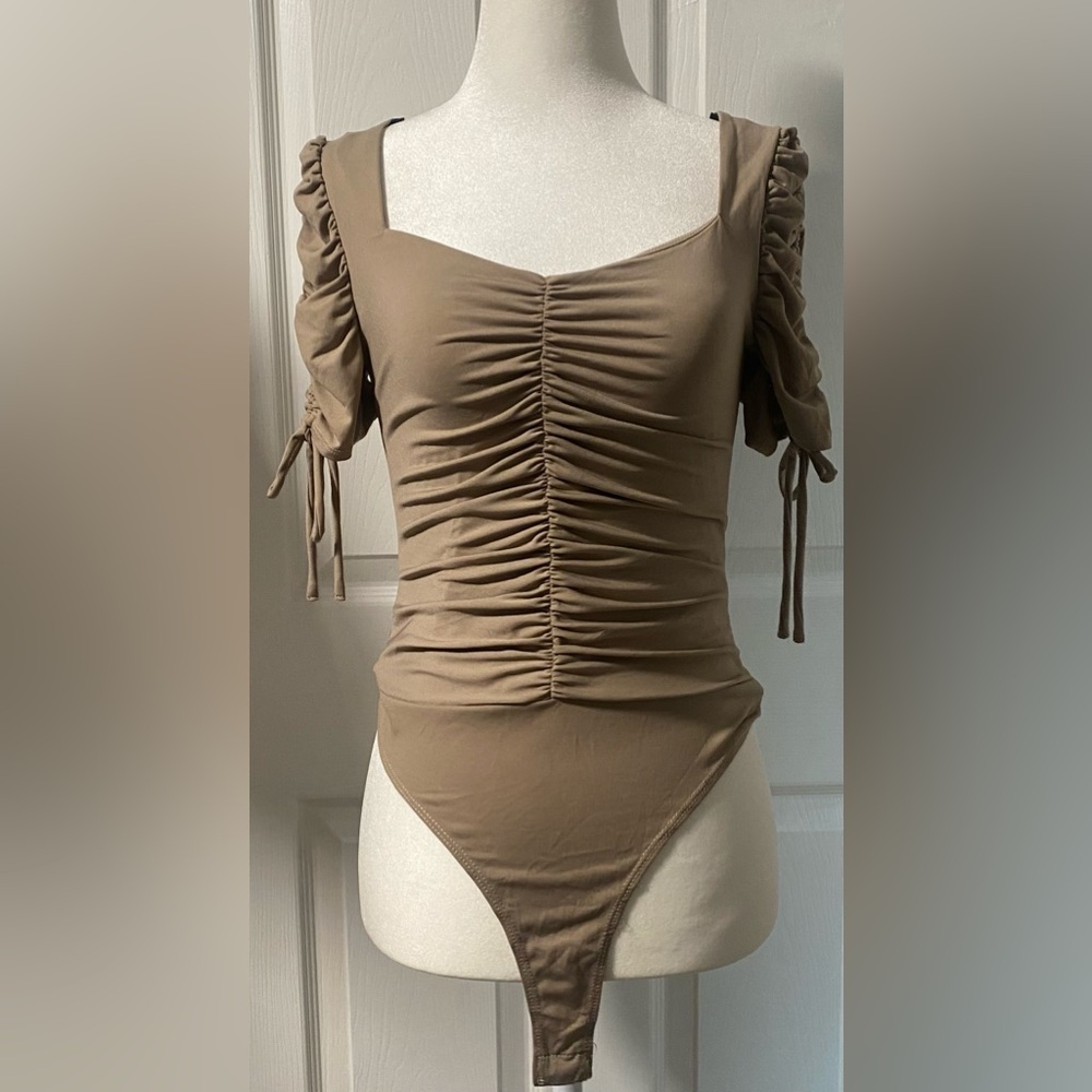 Forever 21 Tan Ruched Bodysuit